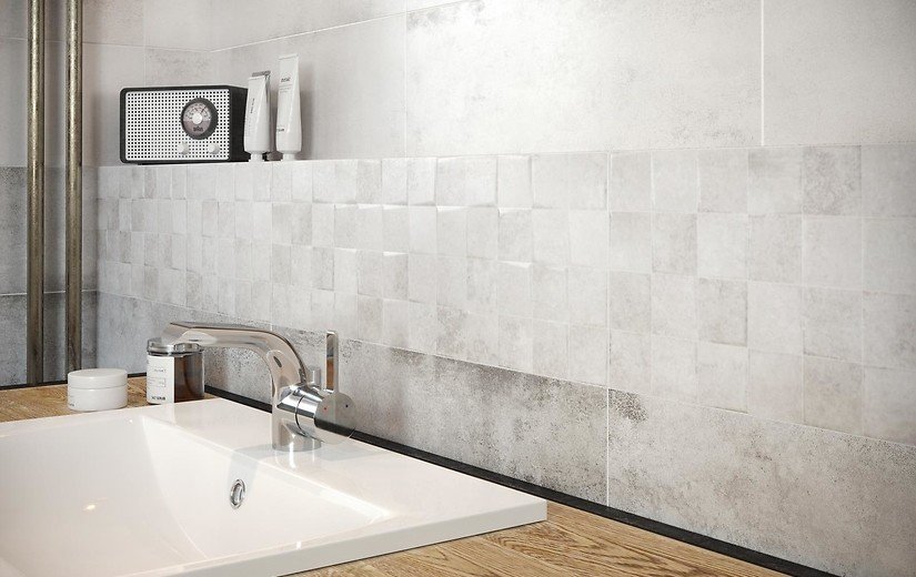 #Koupelna #Obytné prostory #beton #Patchwork #šedá #Velký formát #Matný obklad #500 - 700 Kč/m2